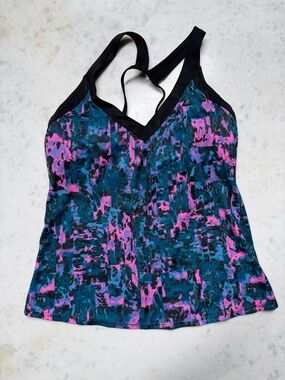 Nike Women’s V-Neck One-Piece Swim Tank in Teal, Pink & Black